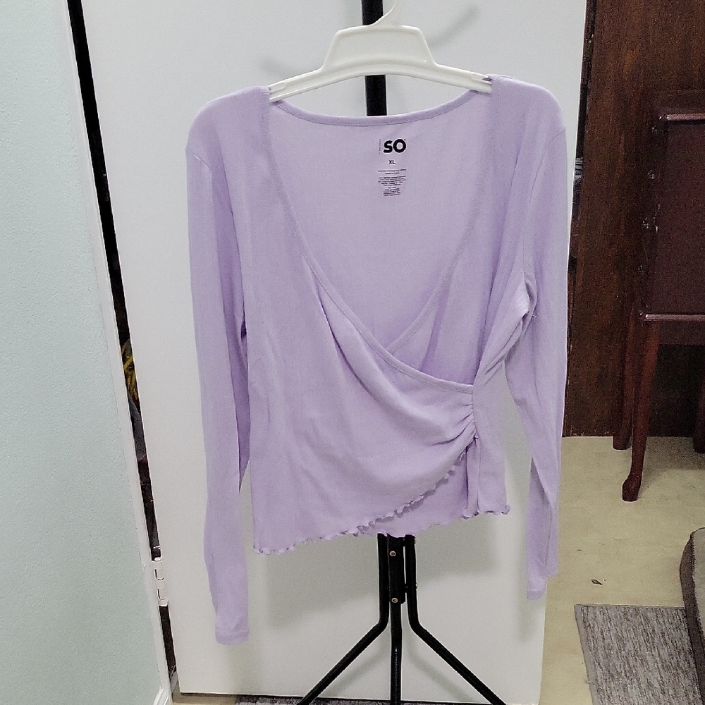SO Purple Wrap Fitted Blouse